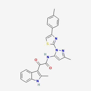 N-(3-methyl-1-(4-(p-tolyl)thiazol-2-yl)-1H-pyrazol-5-yl)-2-(2-methyl-1H-indol-3-yl)-2-oxoacetamide