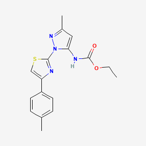 B3201343 ethyl (3-methyl-1-(4-(p-tolyl)thiazol-2-yl)-1H-pyrazol-5-yl)carbamate CAS No. 1019103-50-4