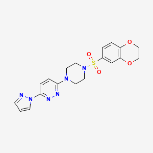 B3201355 3-(4-((2,3-dihydrobenzo[b][1,4]dioxin-6-yl)sulfonyl)piperazin-1-yl)-6-(1H-pyrazol-1-yl)pyridazine CAS No. 1019103-72-0