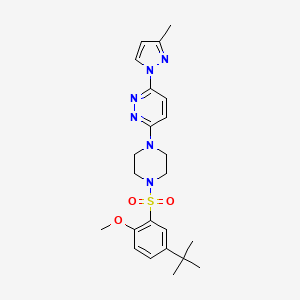 B3201371 3-(4-((5-(tert-butyl)-2-methoxyphenyl)sulfonyl)piperazin-1-yl)-6-(3-methyl-1H-pyrazol-1-yl)pyridazine CAS No. 1019104-07-4