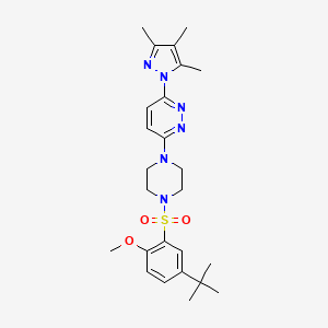 molecular formula C25H34N6O3S B3201409 3-(4-((5-(tert-butyl)-2-methoxyphenyl)sulfonyl)piperazin-1-yl)-6-(3,4,5-trimethyl-1H-pyrazol-1-yl)pyridazine CAS No. 1019104-50-7