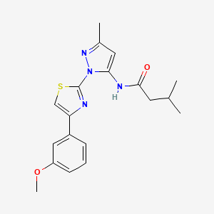 B3201433 N-(1-(4-(3-methoxyphenyl)thiazol-2-yl)-3-methyl-1H-pyrazol-5-yl)-3-methylbutanamide CAS No. 1019104-77-8