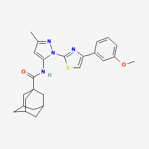 molecular formula C25H28N4O2S B3201438 N-{1-[4-(3-methoxyphenyl)-1,3-thiazol-2-yl]-3-methyl-1H-pyrazol-5-yl}adamantane-1-carboxamide CAS No. 1019104-80-3