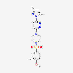 molecular formula C21H26N6O3S B3201463 3-(3,5-dimethyl-1H-pyrazol-1-yl)-6-(4-((4-methoxy-3-methylphenyl)sulfonyl)piperazin-1-yl)pyridazine CAS No. 1019104-88-1