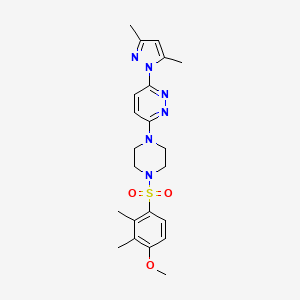 molecular formula C22H28N6O3S B3201493 3-(3,5-dimethyl-1H-pyrazol-1-yl)-6-(4-((4-methoxy-2,3-dimethylphenyl)sulfonyl)piperazin-1-yl)pyridazine CAS No. 1019105-04-4