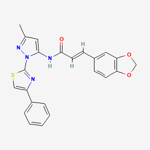 molecular formula C23H18N4O3S B3201835 (2E)-3-(2H-1,3-benzodioxol-5-yl)-N-[3-methyl-1-(4-phenyl-1,3-thiazol-2-yl)-1H-pyrazol-5-yl]prop-2-enamide CAS No. 1020488-80-5