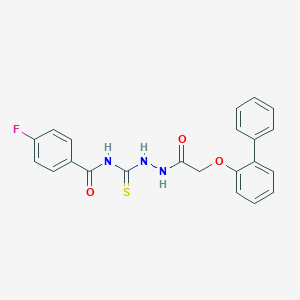 molecular formula C22H18FN3O3S B320200 N-({2-[([1,1'-biphenyl]-2-yloxy)acetyl]hydrazino}carbothioyl)-4-fluorobenzamide 