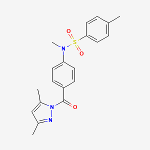 molecular formula C20H21N3O3S B3202015 N-[4-(3,5-dimethyl-1H-pyrazole-1-carbonyl)phenyl]-N,4-dimethylbenzene-1-sulfonamide CAS No. 1020502-78-6