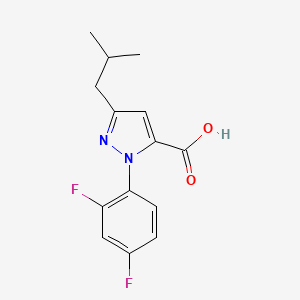 molecular formula C14H14F2N2O2 B3202134 1-(2,4-Difluorophenyl)-3-(2-methylpropyl)-1H-pyrazole-5-carboxylic acid CAS No. 1020724-01-9