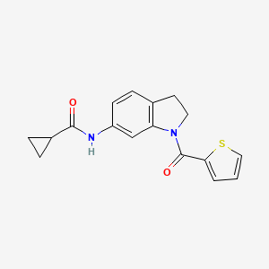 molecular formula C17H16N2O2S B3202288 N-(1-(thiophene-2-carbonyl)indolin-6-yl)cyclopropanecarboxamide CAS No. 1021207-01-1