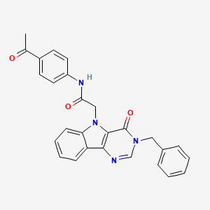 molecular formula C27H22N4O3 B3202437 N-(4-acetylphenyl)-2-{3-benzyl-4-oxo-3H,4H,5H-pyrimido[5,4-b]indol-5-yl}acetamide CAS No. 1021209-23-3