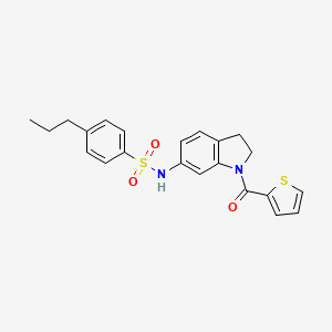 molecular formula C22H22N2O3S2 B3202479 4-propyl-N-(1-(thiophene-2-carbonyl)indolin-6-yl)benzenesulfonamide CAS No. 1021209-99-3
