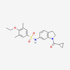 molecular formula C22H26N2O4S B3202583 N-(1-(cyclopropanecarbonyl)indolin-6-yl)-4-ethoxy-3,5-dimethylbenzenesulfonamide CAS No. 1021210-90-1