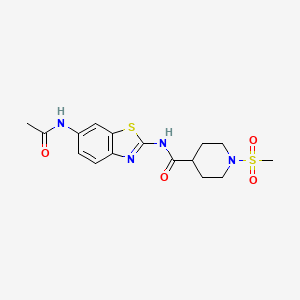 molecular formula C16H20N4O4S2 B3202732 N-(6-acetamido-1,3-benzothiazol-2-yl)-1-methanesulfonylpiperidine-4-carboxamide CAS No. 1021214-89-0