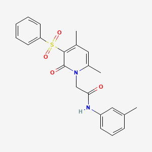 molecular formula C22H22N2O4S B3202755 2-[3-(benzenesulfonyl)-4,6-dimethyl-2-oxo-1,2-dihydropyridin-1-yl]-N-(3-methylphenyl)acetamide CAS No. 1021215-87-1