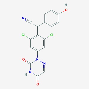 molecular formula C17H10Cl2N4O3 B032029 (2,6-Dichloro-4-(3,5-dioxo-4,5-dihydro-1,2,4-triazin-2(3H)-yl)phenyl)(4-hydroxyphenyl)acetonitrile CAS No. 112206-71-0