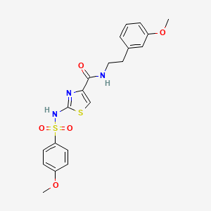 molecular formula C20H21N3O5S2 B3202965 N-(3-methoxyphenethyl)-2-(4-methoxyphenylsulfonamido)thiazole-4-carboxamide CAS No. 1021223-03-9
