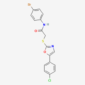 molecular formula C17H12BrClN2O2S B3203098 N-(4-bromophenyl)-2-{[5-(4-chlorophenyl)-1,3-oxazol-2-yl]sulfanyl}acetamide CAS No. 1021227-06-4