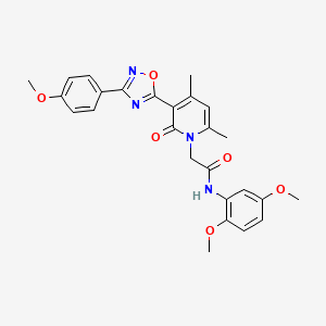molecular formula C26H26N4O6 B3203249 N-(2,5-dimethoxyphenyl)-2-{3-[3-(4-methoxyphenyl)-1,2,4-oxadiazol-5-yl]-4,6-dimethyl-2-oxo-1,2-dihydropyridin-1-yl}acetamide CAS No. 1021250-97-4