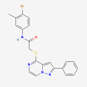 molecular formula C21H17BrN4OS B3203385 N-(4-BROMO-3-METHYLPHENYL)-2-({2-PHENYLPYRAZOLO[1,5-A]PYRAZIN-4-YL}SULFANYL)ACETAMIDE CAS No. 1021254-75-0