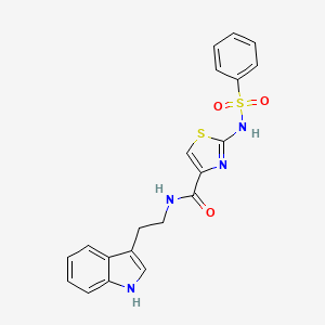 molecular formula C20H18N4O3S2 B3203525 2-benzenesulfonamido-N-[2-(1H-indol-3-yl)ethyl]-1,3-thiazole-4-carboxamide CAS No. 1021259-80-2