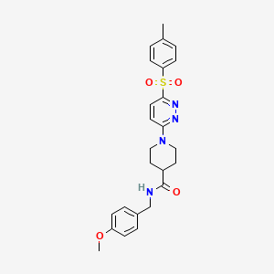 molecular formula C25H28N4O4S B3203575 N-[(4-methoxyphenyl)methyl]-1-[6-(4-methylbenzenesulfonyl)pyridazin-3-yl]piperidine-4-carboxamide CAS No. 1021261-57-3
