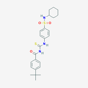 molecular formula C24H31N3O3S2 B320365 4-tert-butyl-N-[[4-(cyclohexylsulfamoyl)phenyl]carbamothioyl]benzamide 