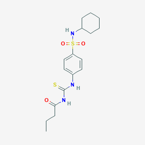 molecular formula C17H25N3O3S2 B320368 N-[[4-(cyclohexylsulfamoyl)phenyl]carbamothioyl]butanamide 