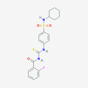 molecular formula C20H22IN3O3S2 B320376 N-[[4-(cyclohexylsulfamoyl)phenyl]carbamothioyl]-2-iodobenzamide 