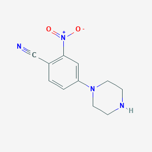 molecular formula C11H12N4O2 B3204060 2-Nitro-4-(piperazin-1-yl)benzonitrile CAS No. 1027345-27-2