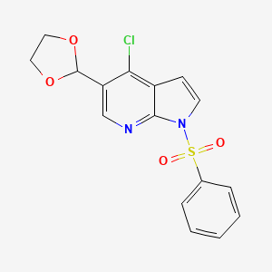 1H-Pyrrolo[2,3-b]pyridine, 4-chloro-5-(1,3-dioxolan-2-yl)-1-(phenylsulfonyl)-
