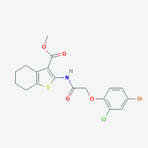 molecular formula C18H17BrClNO4S B320490 Methyl 2-{[(4-bromo-2-chlorophenoxy)acetyl]amino}-4,5,6,7-tetrahydro-1-benzothiophene-3-carboxylate 