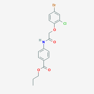 molecular formula C18H17BrClNO4 B320491 Propyl 4-{[(4-bromo-2-chlorophenoxy)acetyl]amino}benzoate 