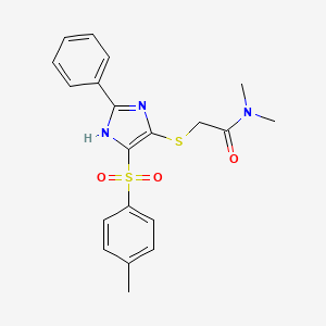 molecular formula C20H21N3O3S2 B3204985 N,N-dimethyl-2-((2-phenyl-4-tosyl-1H-imidazol-5-yl)thio)acetamide CAS No. 1040638-95-6