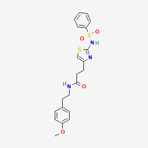 molecular formula C21H23N3O4S2 B3205072 N-(4-methoxyphenethyl)-3-(2-(phenylsulfonamido)thiazol-4-yl)propanamide CAS No. 1040639-72-2