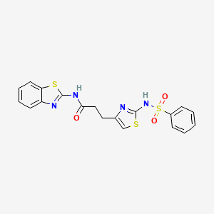 molecular formula C19H16N4O3S3 B3205111 N-(benzo[d]thiazol-2-yl)-3-(2-(phenylsulfonamido)thiazol-4-yl)propanamide CAS No. 1040640-15-0