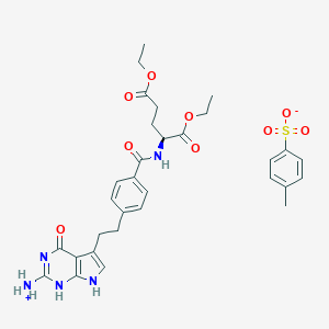 molecular formula C31H37N5O9S B032053 (S)-Diethyl 2-(4-(2-(2-amino-4-oxo-4,7-dihydro-3H-pyrrolo[2,3-d]pyrimidin-5-yl)ethyl)benzamido)pentanedioate 4-methylbenzenesulfonate CAS No. 165049-28-5