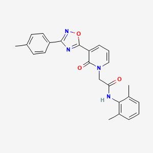 molecular formula C24H22N4O3 B3205538 N-(2,6-dimethylphenyl)-2-{3-[3-(4-methylphenyl)-1,2,4-oxadiazol-5-yl]-2-oxo-1,2-dihydropyridin-1-yl}acetamide CAS No. 1040649-33-9
