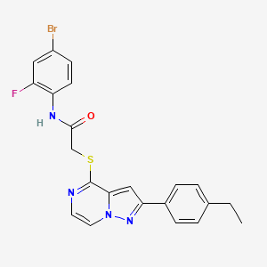 molecular formula C22H18BrFN4OS B3205653 N-(4-bromo-2-fluorophenyl)-2-{[2-(4-ethylphenyl)pyrazolo[1,5-a]pyrazin-4-yl]sulfanyl}acetamide CAS No. 1040652-53-6