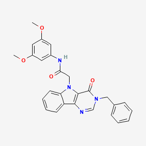 molecular formula C27H24N4O4 B3205723 2-{3-benzyl-4-oxo-3H,4H,5H-pyrimido[5,4-b]indol-5-yl}-N-(3,5-dimethoxyphenyl)acetamide CAS No. 1040656-42-5