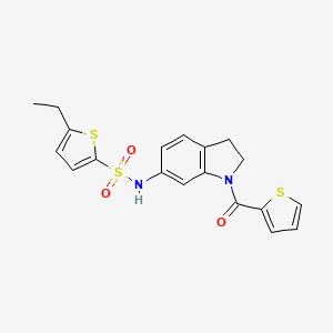molecular formula C19H18N2O3S3 B3205813 5-ethyl-N-(1-(thiophene-2-carbonyl)indolin-6-yl)thiophene-2-sulfonamide CAS No. 1040658-32-9
