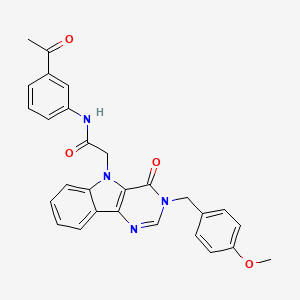 molecular formula C28H24N4O4 B3206018 N-(3-acetylphenyl)-2-{3-[(4-methoxyphenyl)methyl]-4-oxo-3H,4H,5H-pyrimido[5,4-b]indol-5-yl}acetamide CAS No. 1040662-50-7