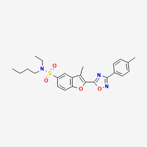molecular formula C24H27N3O4S B3206073 N-butyl-N-ethyl-3-methyl-2-[3-(4-methylphenyl)-1,2,4-oxadiazol-5-yl]-1-benzofuran-5-sulfonamide CAS No. 1040662-92-7
