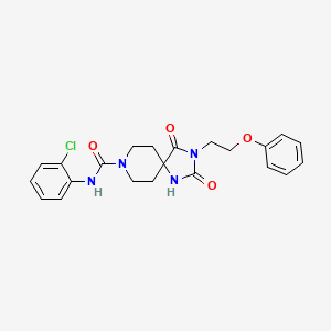 molecular formula C22H23ClN4O4 B3206151 N-(2-chlorophenyl)-2,4-dioxo-3-(2-phenoxyethyl)-1,3,8-triazaspiro[4.5]decane-8-carboxamide CAS No. 1040664-39-8