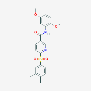 molecular formula C22H22N2O5S B3206181 N-(2,5-dimethoxyphenyl)-6-(3,4-dimethylbenzenesulfonyl)pyridine-3-carboxamide CAS No. 1040665-51-7