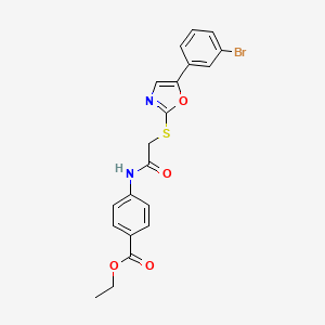molecular formula C20H17BrN2O4S B3206269 ethyl 4-(2-{[5-(3-bromophenyl)-1,3-oxazol-2-yl]sulfanyl}acetamido)benzoate CAS No. 1040666-83-8