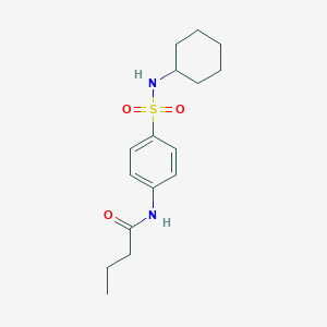 molecular formula C16H24N2O3S B320629 N-{4-[(cyclohexylamino)sulfonyl]phenyl}butanamide 