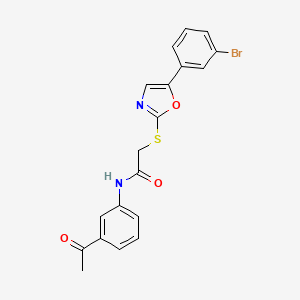 molecular formula C19H15BrN2O3S B3206290 N-(3-acetylphenyl)-2-{[5-(3-bromophenyl)-1,3-oxazol-2-yl]sulfanyl}acetamide CAS No. 1040667-18-2