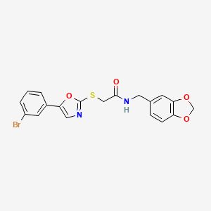 molecular formula C19H15BrN2O4S B3206368 N-[(2H-1,3-benzodioxol-5-yl)methyl]-2-{[5-(3-bromophenyl)-1,3-oxazol-2-yl]sulfanyl}acetamide CAS No. 1040668-22-1