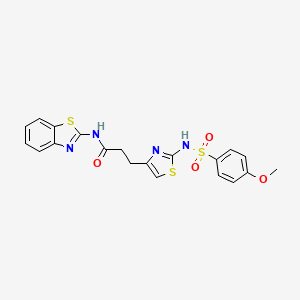 molecular formula C20H18N4O4S3 B3206433 N-(1,3-benzothiazol-2-yl)-3-[2-(4-methoxybenzenesulfonamido)-1,3-thiazol-4-yl]propanamide CAS No. 1040668-82-3